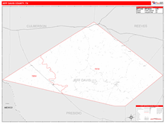 Jeff Davis County, TX Digital Map Red Line Style